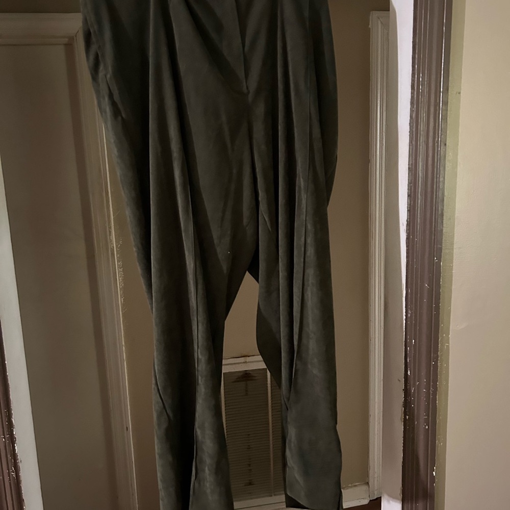 Olive  green faux suede two piece set.